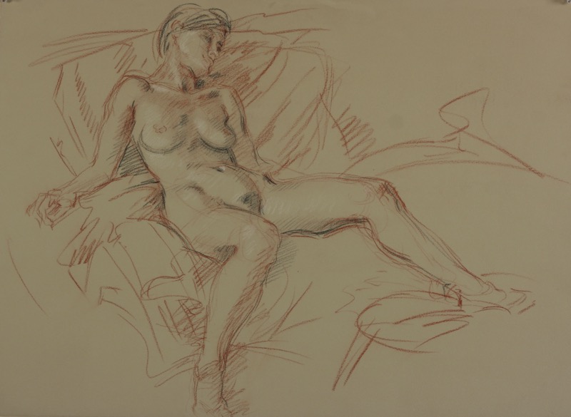 Figure Study; chalk on paper, 70 x 100 cm, 2012