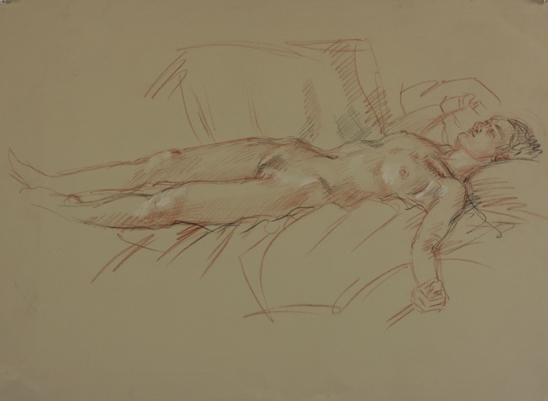 Figure Study; chalk on paper, 70 x 100 cm, 2012