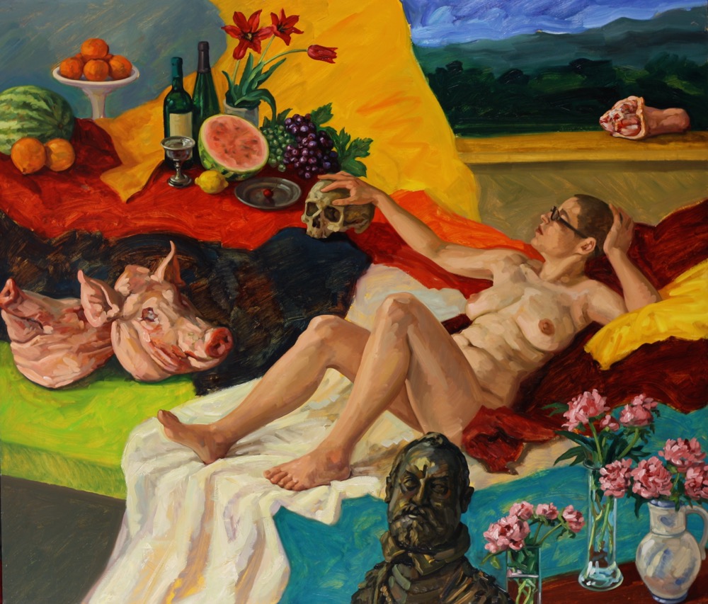 Nude Contemplating Death; oil on canvas, 180 x 210 cm, 2008