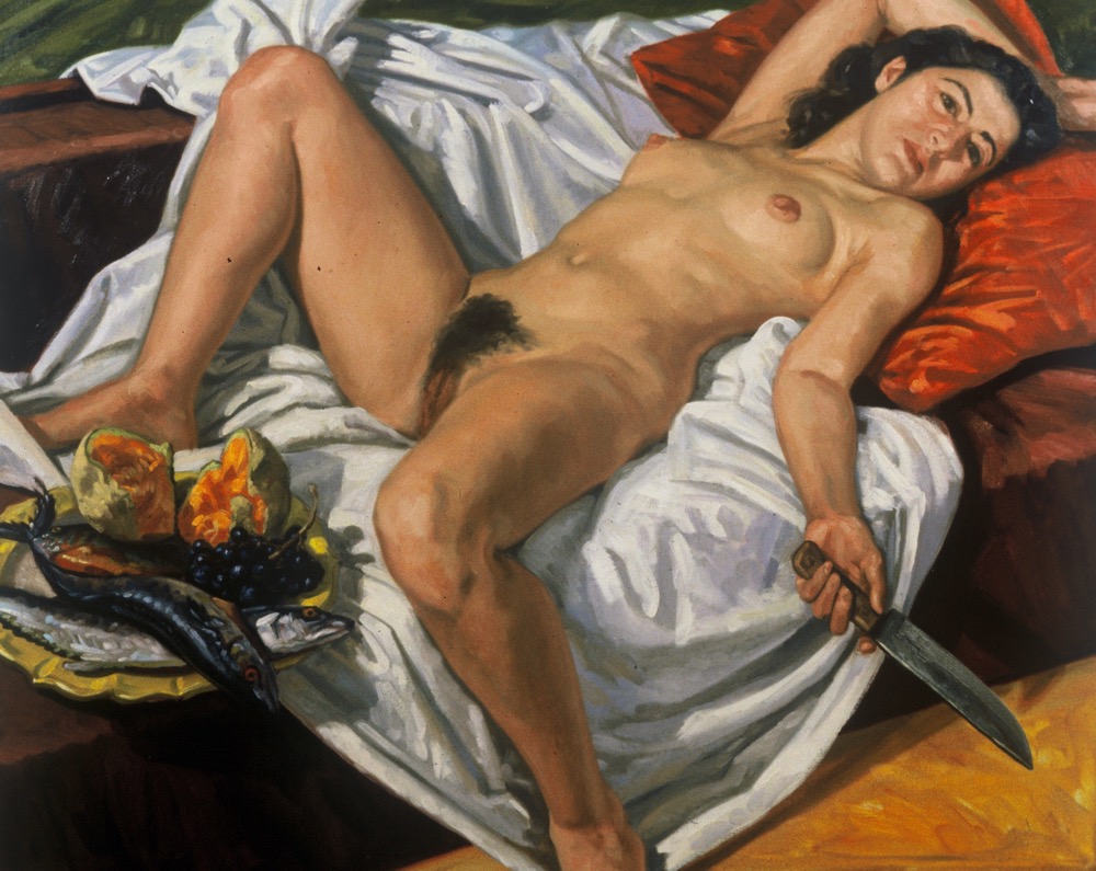 Nude with Knife; oil on canvas, 120 x 135 cm, 1991