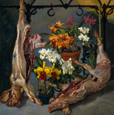 Pigs & Orchids; oil on canvas, 180x180cm, 1998.jpg