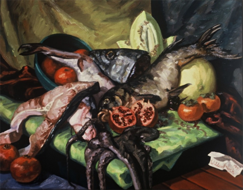 Fish & Fruit; oil on canvas, 50 x 60 cm, 1991