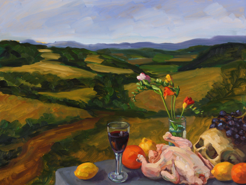 Still Life in Landscape II; oil on canvas, 75 x 100 cm, 2008
