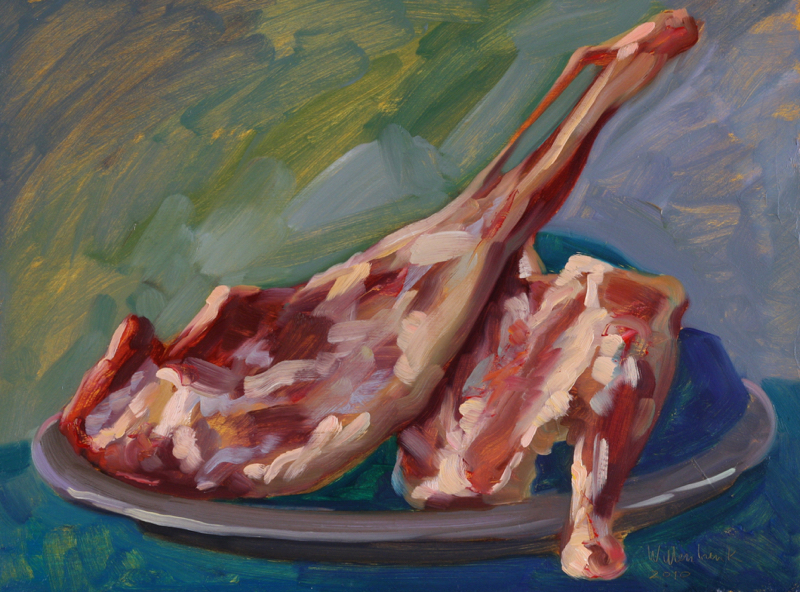 Leg of Lamb; oil on board, 46 x 61 cm, 2011
