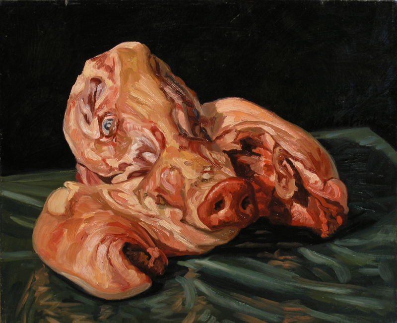 Pig Head; oil on canvas, 46 x 56 cm, 1988