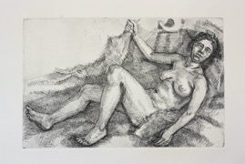 Diana with Hare; etching, 16 x 25 cm, 2006