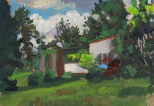Nespeky Garden; oil on cardboard, 35 x 50 cm, 2023