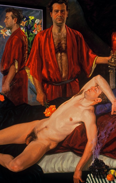 Self-Portrait with Morpheus; oil on canvas, 210x140cm, 1993