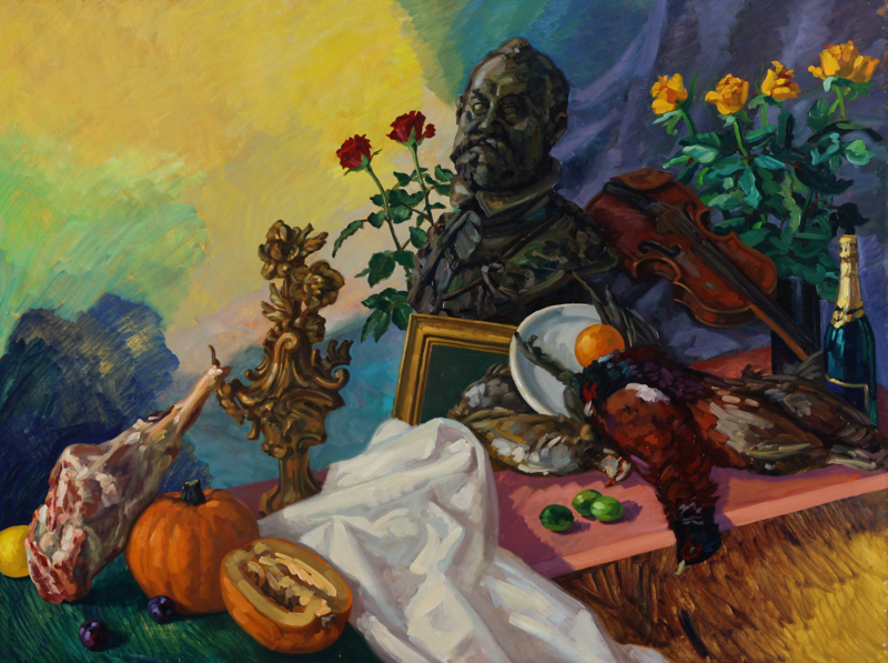 Emperor Rudolf II with Roses; oil on canvas, 135 x 180 cm, 2007