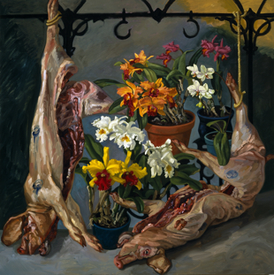 Pigs & Orchids; oil on canvas, 180x180cm, 1998.jpg