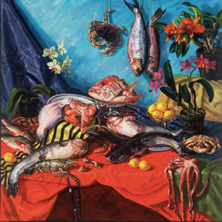 Fish & Orchids; oil on canvas, 150 x 150 cm, 1995 &ndash; Version 2.jpg